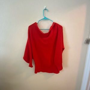 Off shoulder red sweater